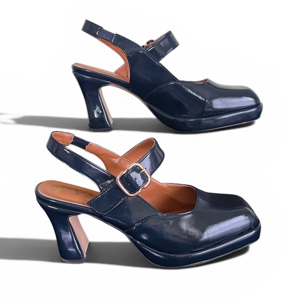 FYS Patent Leather Navy Mary Jane Heels